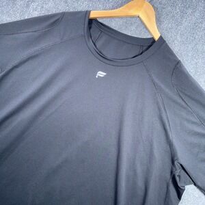 Fabletics Shirt Mens 2XL Black Short Sleeve‎ Lightweight Training Loose #AB759